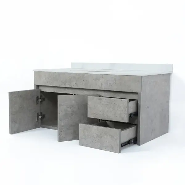 900mm Floating Bathroom Vanity with Faux Marble Countertop Basin Wall Mounted - Image 10