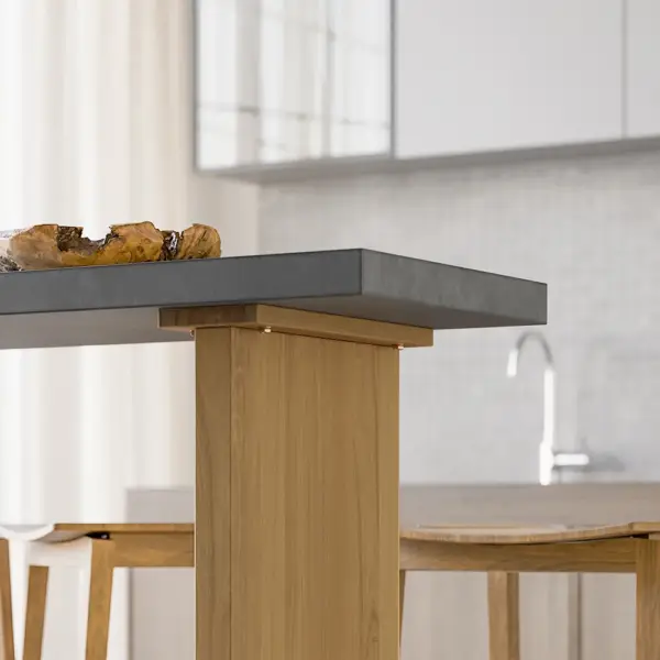 1400mm Concrete Grey Bar Height Pub Table Kitchen Bar Table Solid Wood Natural Pedestal - Image 6