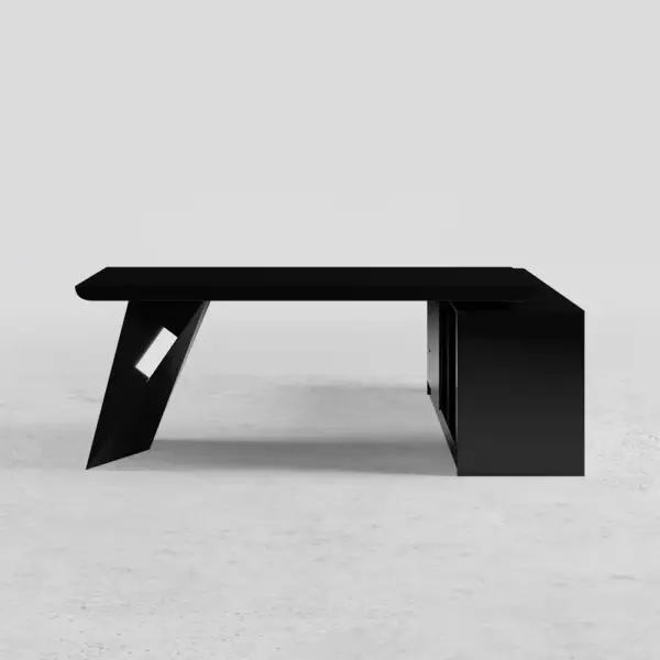 1800mm Black L-Shape Executive Desk Modern Drawers & Cabinet Large Desk Right Hand - Image 8