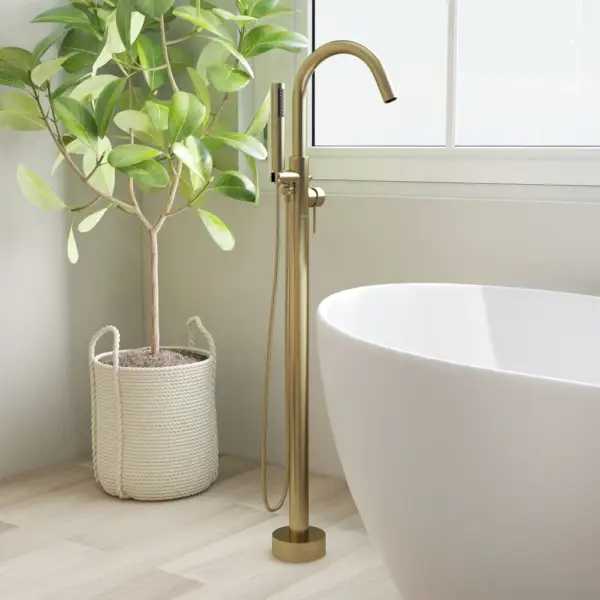 Brewst Freestanding Single Lever Handle Bath Filler Tap with Handshower Solid Brass - Image 6