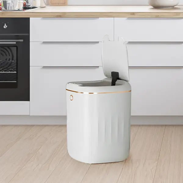 Automatic Touchless Motion Sensor Trash Can White Smart Garbage Can for Bathroom Kitchen - Image 3