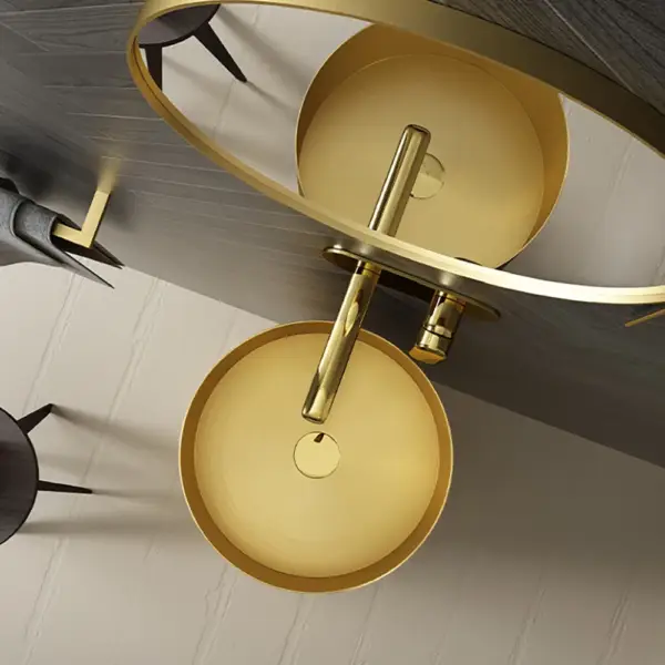 Gold & Black Modern Luxury Round Stainless Steel Basin Pedestal Basin Freestanding - Image 5
