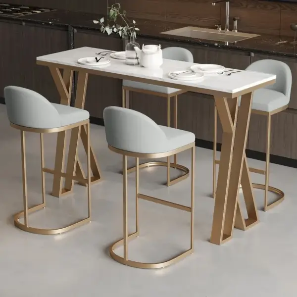 Modern Gray PU Leather Bar Height Stools (Set of 2) Cesca Counter Stool with Back - Image 3