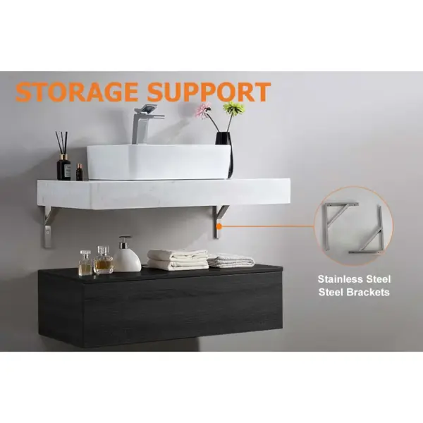 1000mm Modern Floating Bathroom Vanity Set With Single Basin White and Black - Image 8