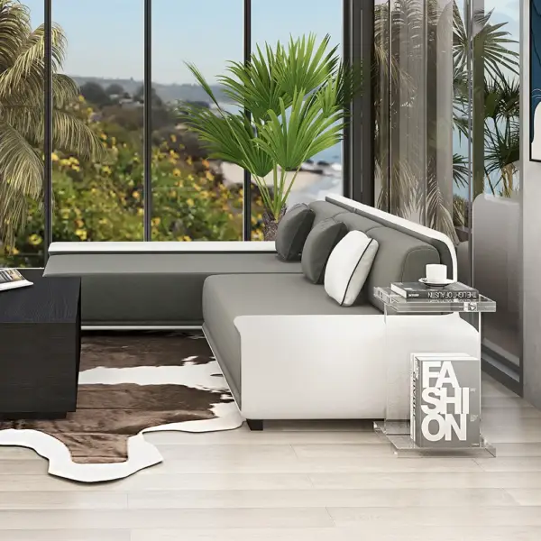 Doart 112" Cotton & Linen 4-Seater Modern Corner Modular Sectional Sofa L-Shaped - Image 4