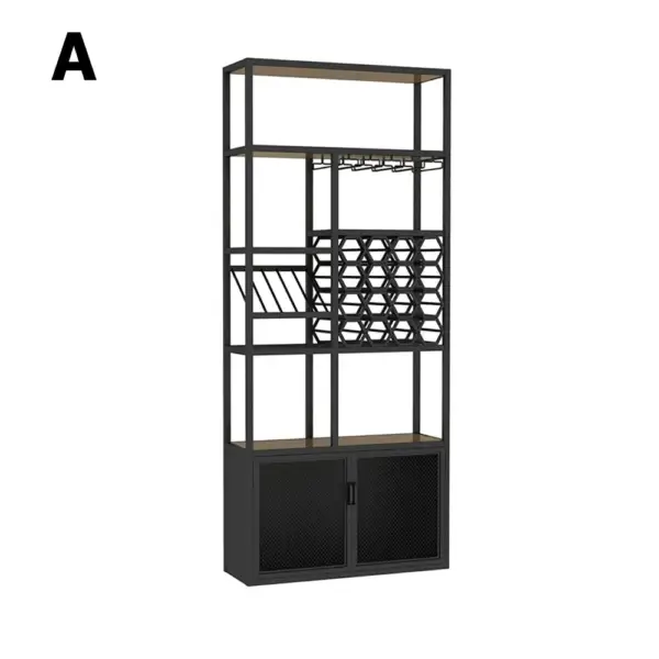 Industrial Standing Wine Rack with Glass Rack - Image 11