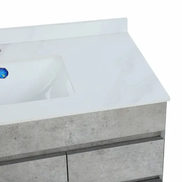 900mm Floating Bathroom Vanity with Faux Marble Countertop Basin Wall Mounted - Image 14