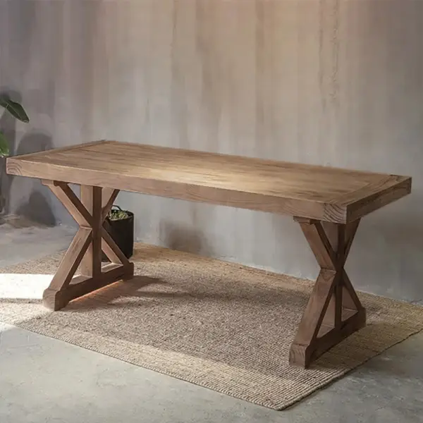 1500mm Farmhouse Wooden Standing Writing Desk in Natural Trestle - Image 4