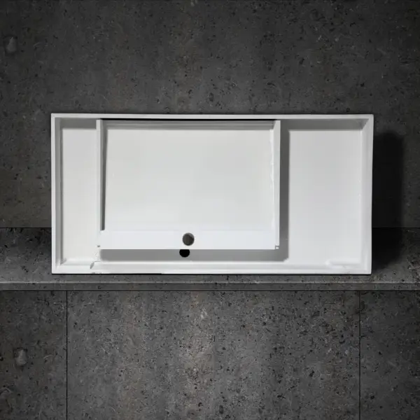 1000mm Wall-Hung Stone Resin Rectangle Bathroom Ramped Basin in Matte White - Image 4
