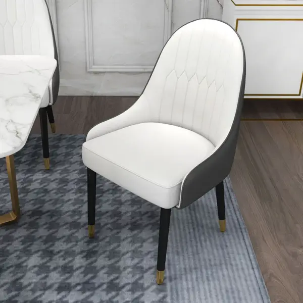 Darg Modern PU Leather Dining Chairs Set of 2 in White & Grey with Metal Legs - Image 10