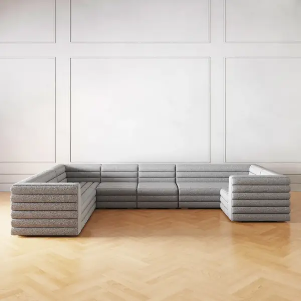 3200mm U-Shaped Modern Grey Boucle Modular Sectional Sofa for 8 Seaters - Image 10