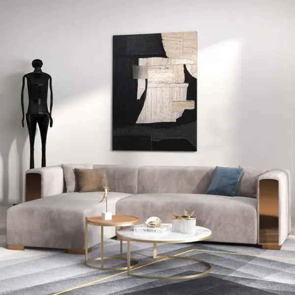 Veln 2800mm L-Shape Grey Velvet Upholstered Sectional Sofa with Left Chaise - Image 3