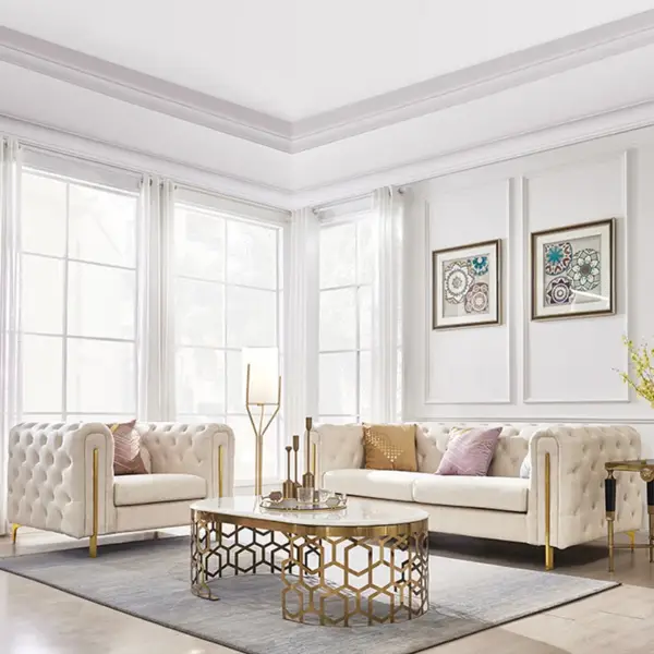 Taree Set of 2 2200mm Modern White Leath-aire Upholstered Sofa & Chair Living Room - Image 5