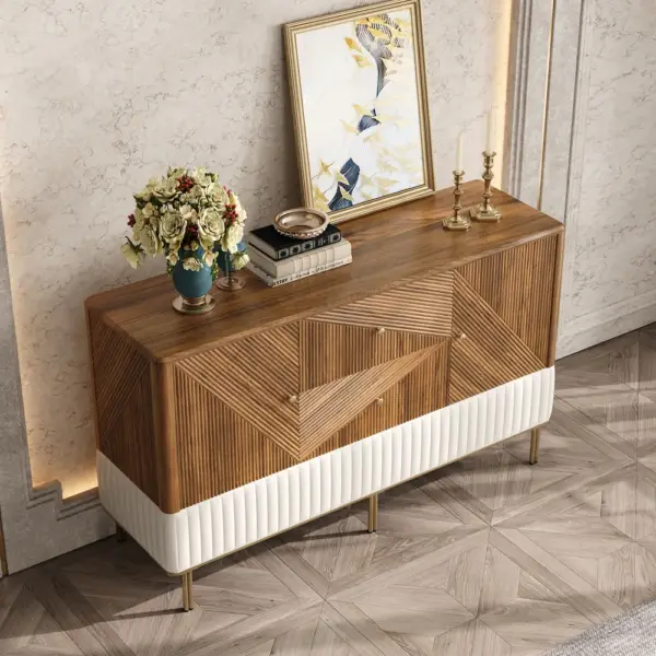 Wovent 1520mm Mid-Century Modern Walnut Sideboard Wood Kitchen Buffet with Storage - Image 5