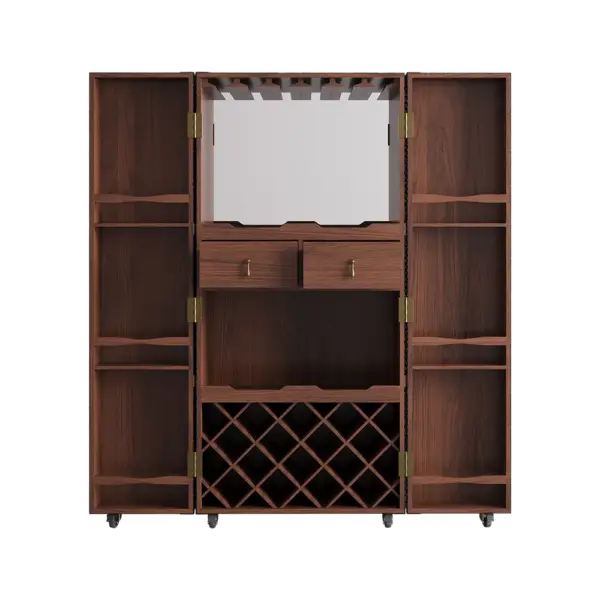 Industrial Black Leather Bar Wine Rack Cabinet with Door Storage Home Bar Cabinet - Image 10