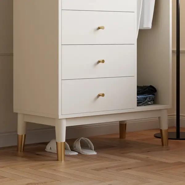 Modern White Mirrored Dresser Chifforobe Wardrobe Closet with 4 Drawers - Image 5