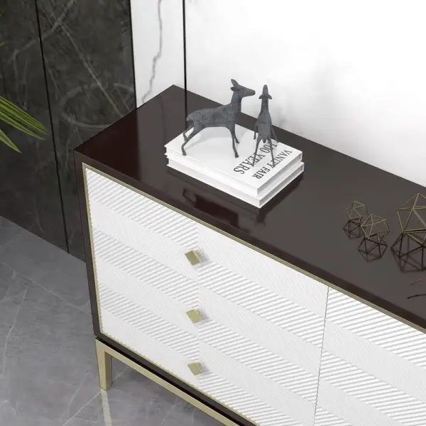 1500mm Modern Bedroom Dresser with 6 Drawers Cabinet for Storage in Gold - Image 3