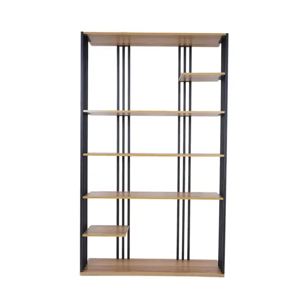 2000mm Modern Natural Etagere Bookcase 6-Tier Bookshelf Display in Black Finish - Image 10