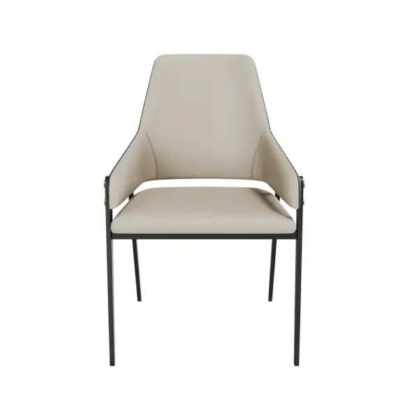 Modern Khaki PU Leather Upholstered Dining Chairs (Set of 2) with Solid Back - Image 9