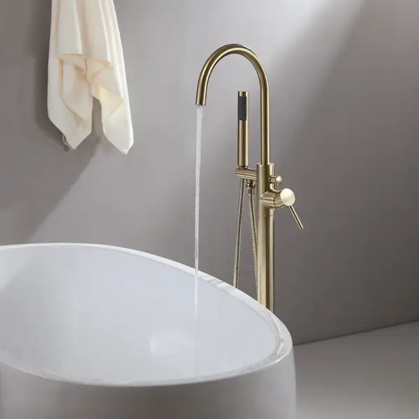 Brewst Freestanding Single Lever Handle Bath Filler Tap with Handshower Solid Brass