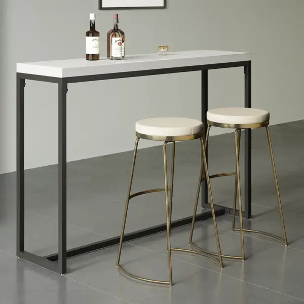1500mm Industrial Rectangular White Bar Height Table Dining Table for Breakfast Nook - Image 6