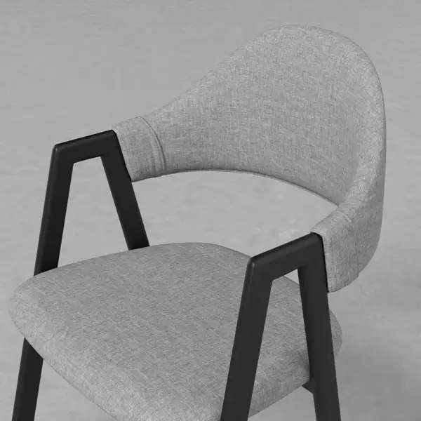Gray Linen Upholstered Dining Chair Curved Back Chair Set of 2 - Image 6