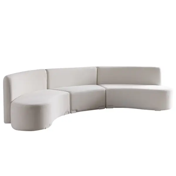 3050mm Modern White Curved Sectional Floor Sofa Velvet Upholstery for Living Room - Image 13