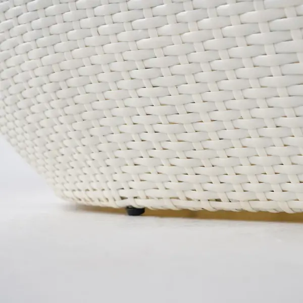 White Woven Rattan Round 1910mm Outdoor Sofa with Cushion & Pillow and Curved Back - Image 9