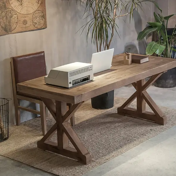 1500mm Farmhouse Wooden Standing Writing Desk in Natural Trestle