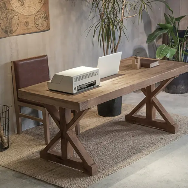 1500mm Farmhouse Wooden Standing Writing Desk in Natural Trestle