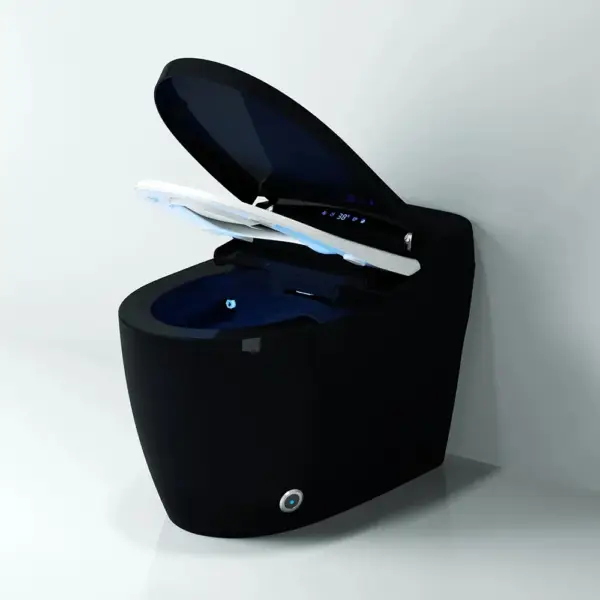 One-Piece Elongated Black Smart Toilet Automatic Toilet Self-Clean Horizontal Outlet - Image 2