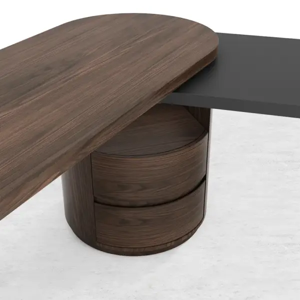 Modern L Shaped Desk in Walnut with 1 Cabinet & 2 Drawers 1520mm Executive Office Desk - Image 13