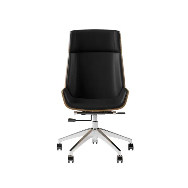 Black Faux Leather Office Chair Desk Chair with Wheels & Adjustable Height - Image 10