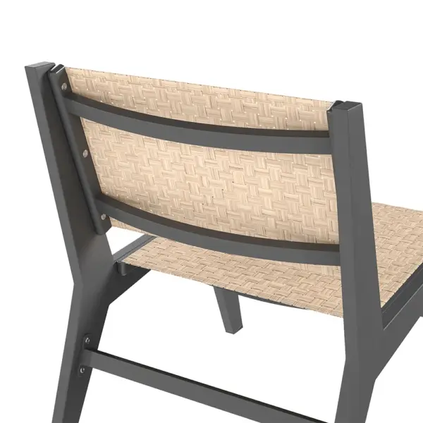 5Pcs Rustic Rattan Aluminum Outdoor Patio Lounge Chair Set Round Coffee Table & Stool - Image 9