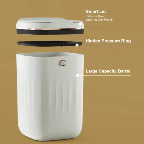 Automatic Touchless Motion Sensor Trash Can White Smart Garbage Can for Bathroom Kitchen - Image 10