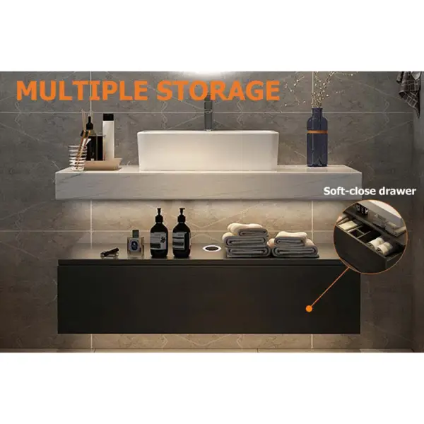 1000mm Modern Floating Bathroom Vanity Set With Single Basin White and Black - Image 7