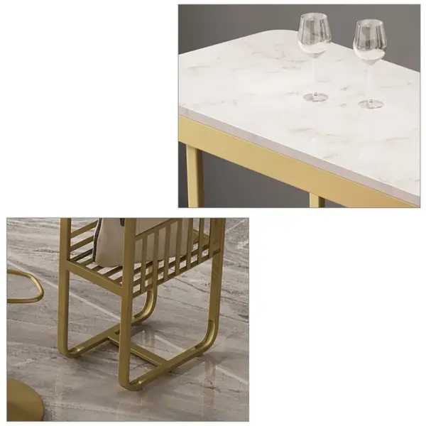 1400mm Modern Straight Bar Table with Shelves in White & Gold - Image 5