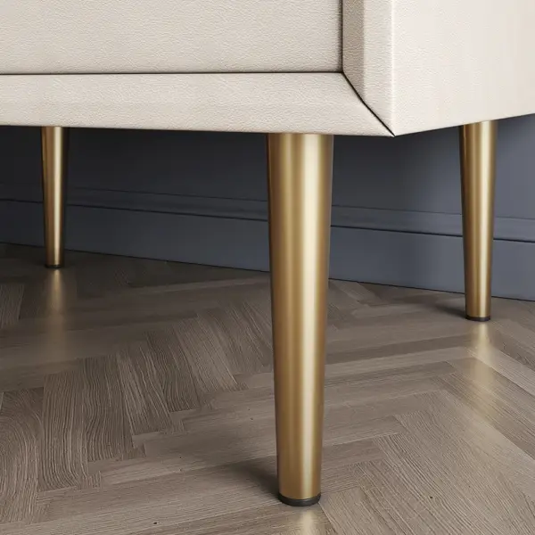 Nightstand Set of Two Modern PU Leather Bedside Table with 2 Drawers & Gold Metal Legs - Image 7