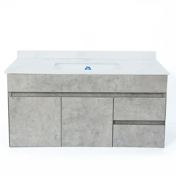 900mm Floating Bathroom Vanity with Faux Marble Countertop Basin Wall Mounted - Image 12