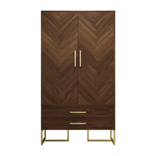 Mid Century Modern Amoire Closet Dresser Walnut Wardrobe Clothes Cabinet with Drawer - Image 10