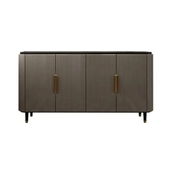 Modern Sideboard Buffet Black Kitchen Cabinet with 4 Doors in Gold - Image 6