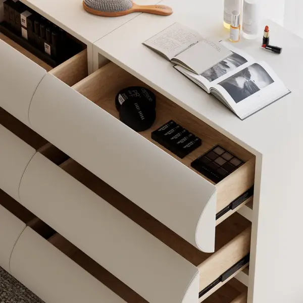 Humply Modern White Leather 6 Drawer Dresser Chest with Storage Cabinet - Image 6