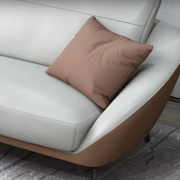 2000mm White Leath-Aire Sofa Upholstered Sofa 3-Seater Sofa Luxury Sofa - Image 4