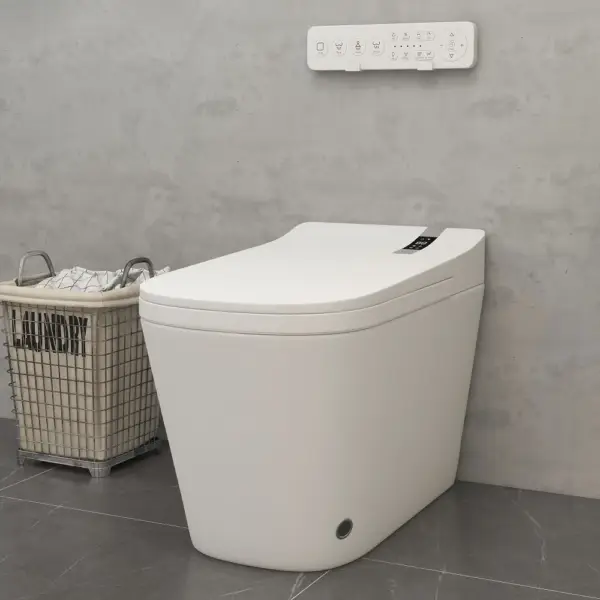 White Smart Toilet One-Piece Square with Intelligent Automatic Cover and Remote Control - Image 3