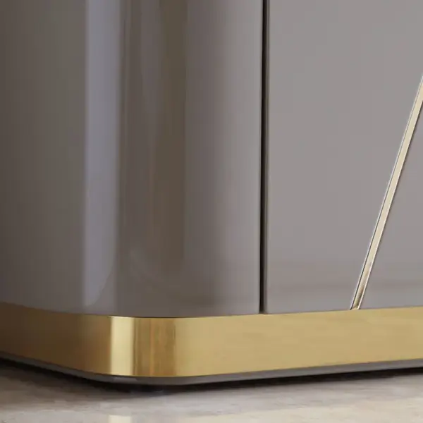Janice Grey Sideboard Buffet with Drawer & Shelves Gold Sideboard Cabinet - Image 5