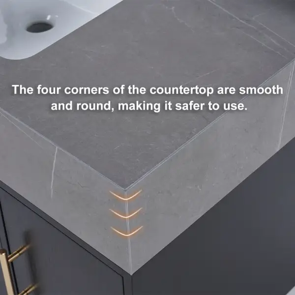 Modern 1000mm Floating Black Bathroom Vanity Stone Top Wall Mounted Bathroom Cabinet - Image 11
