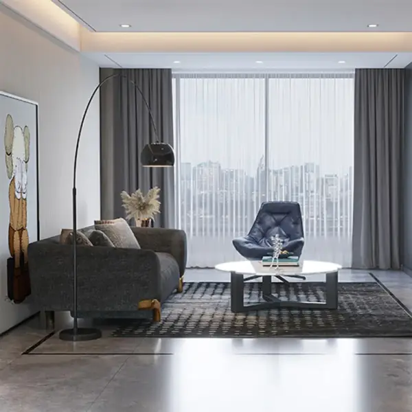 2200mm Grey 3-Seat Cotton & Linen Upholstered Sofa with Pillows Gold Legs - Image 7