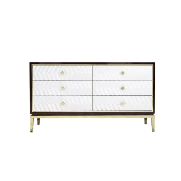1500mm Modern Bedroom Dresser with 6 Drawers Cabinet for Storage in Gold - Image 6