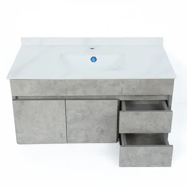 900mm Floating Bathroom Vanity with Faux Marble Countertop Basin Wall Mounted - Image 15