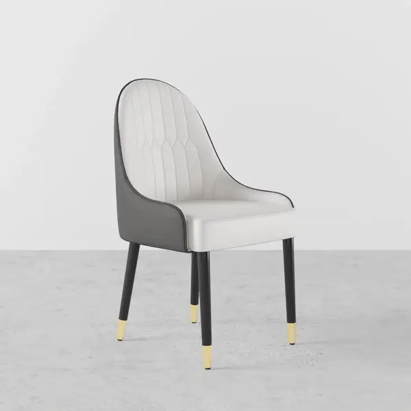 Darg Modern PU Leather Dining Chairs Set of 2 in White & Grey with Metal Legs - Image 3
